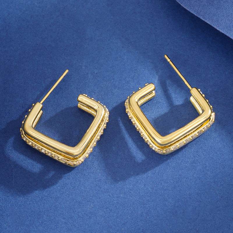 Special-interest Design Three-layer Square Stud Earrings - P12 Hub Europe
