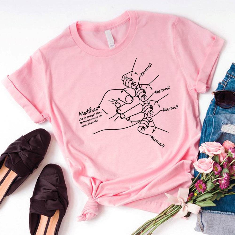 Hand Drawn Mom Kids Fist Collision Shirt Personalized T-shirt - P12 Hub Europe