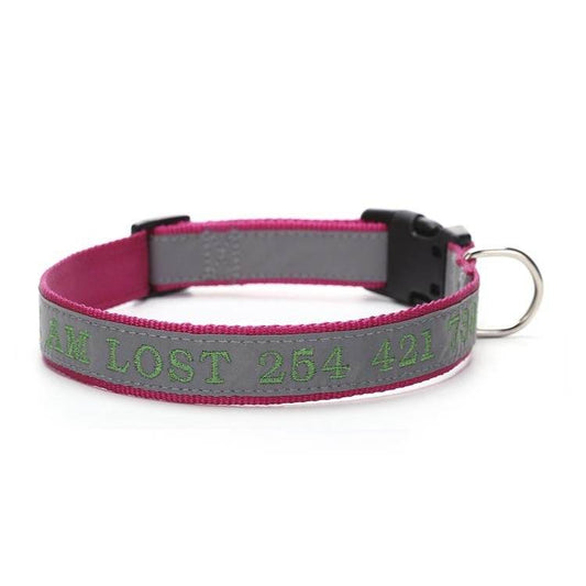 Personalized Phone Name Embroidered Reflective Dog Collar - P12 Hub Europe