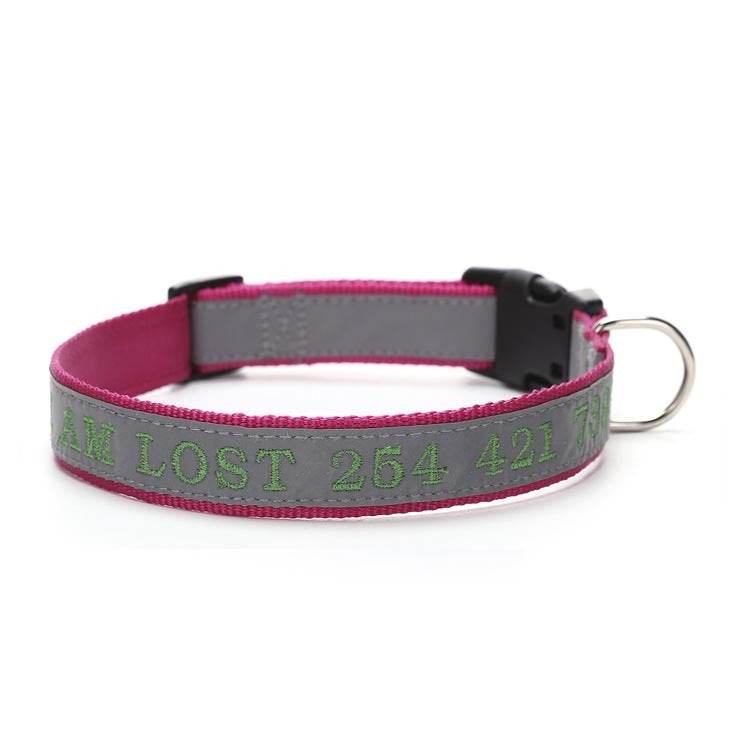 Personalized Phone Name Embroidered Reflective Dog Collar - P12 Hub Europe