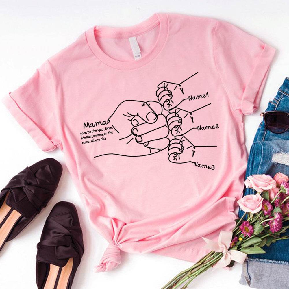 Hand Drawn Mom Kids Fist Collision Shirt Personalized T-shirt - P12 Hub Europe