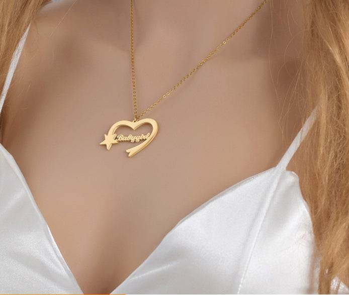 Personalized Cut Love Heart Shaped English Name Five-pointed Star - P12 Hub Europe