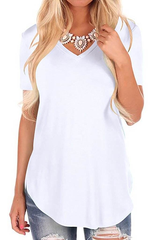 V-neck Knitted Solid Color Top Plus Size Loose Short Sleeve - P12 Hub Europe