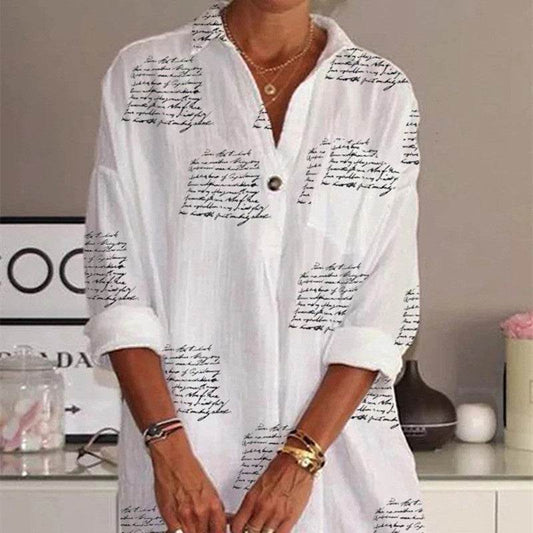Letter Printed Slim Shirt Dress Women - P12 Hub Europe