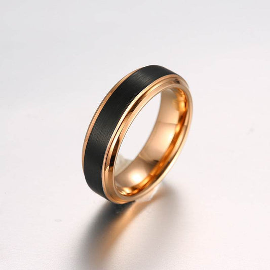 Double Groove Black Electroplated Tungsten Steel Ring - P12 Hub Europe