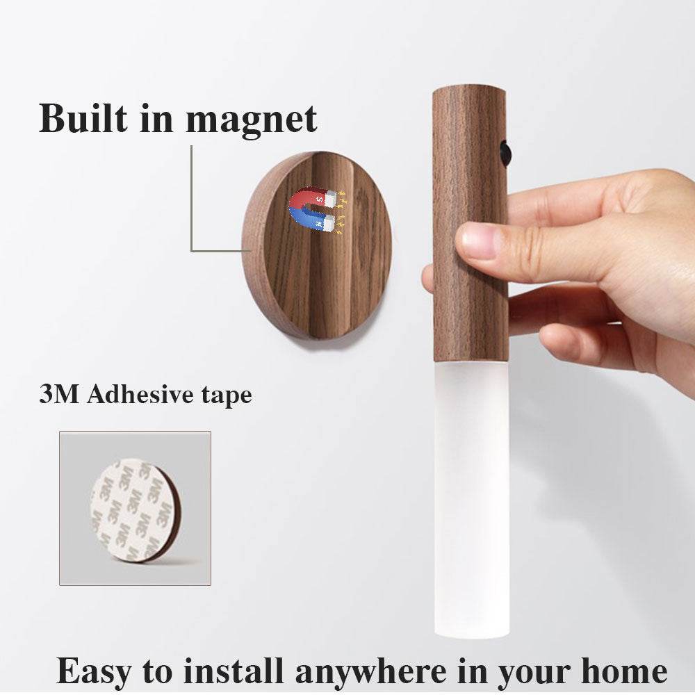 Auto LED USB Magnetic Wood Wireless Night Light Corridors Porch Lights PIR Motion Sensor Wall Light Cabinet Lamp - P12 Hub Europe