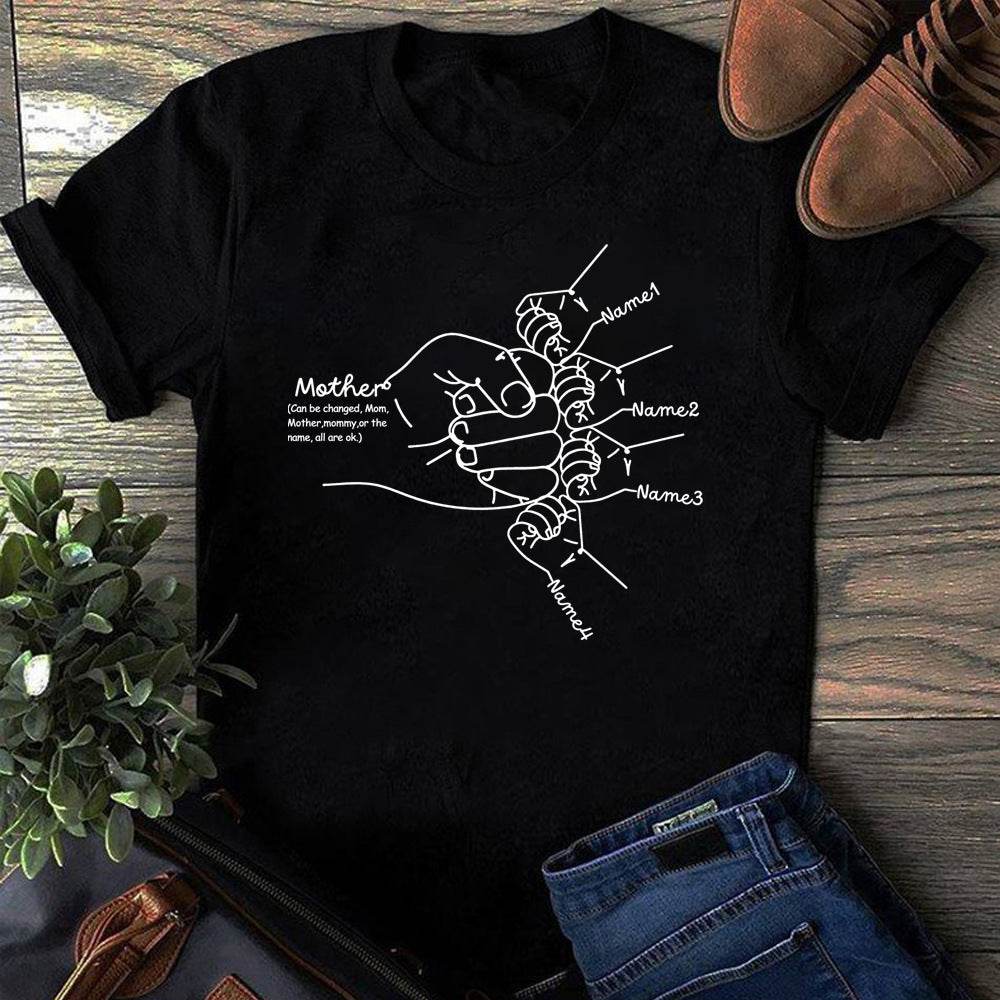 Hand Drawn Mom Kids Fist Collision Shirt Personalized T-shirt - P12 Hub Europe