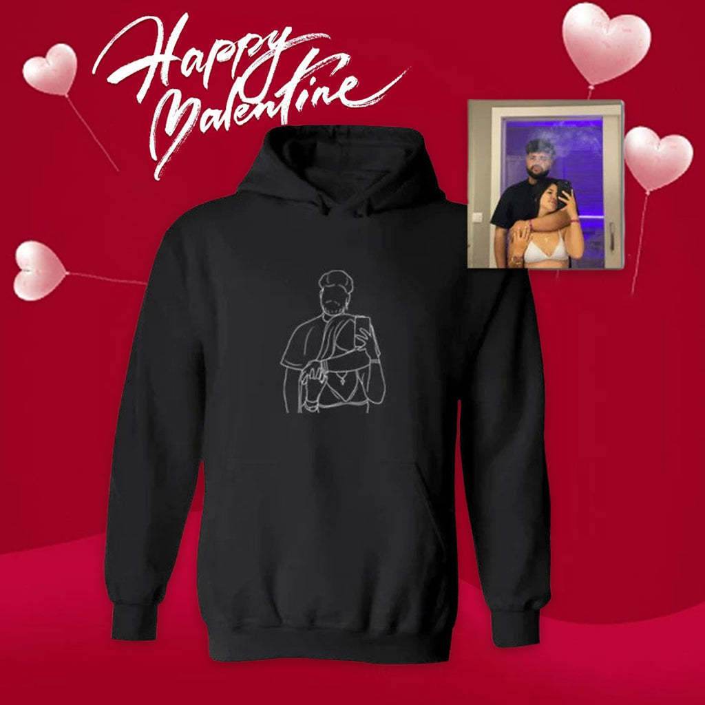 Line Style Embroidered Hoodie For Women - P12 Hub Europe
