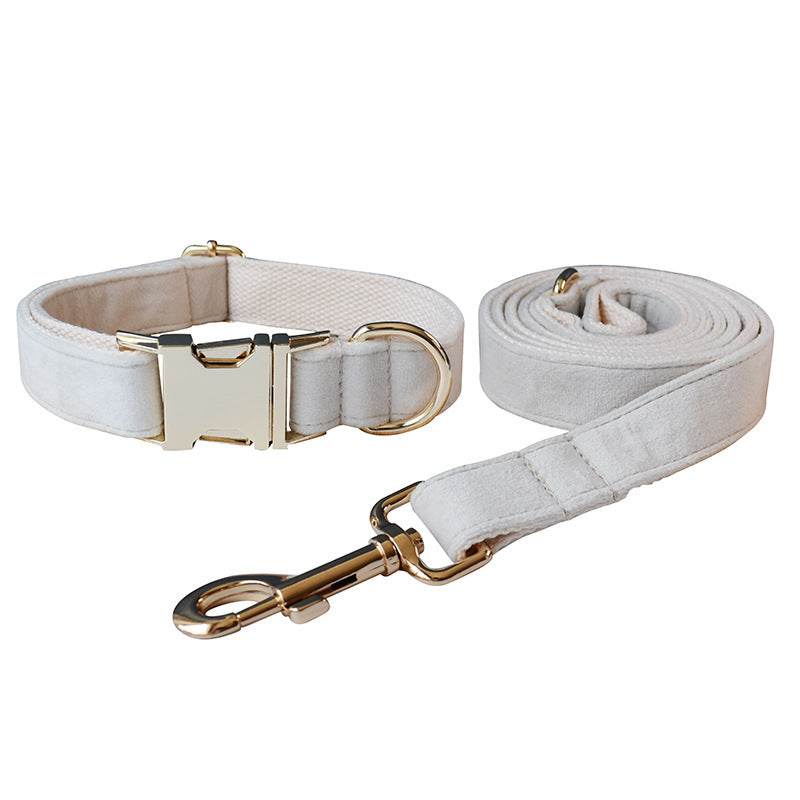 Milky White Velvet Dog Collar Alloy Buckle Pet Supplies - P12 Hub Europe