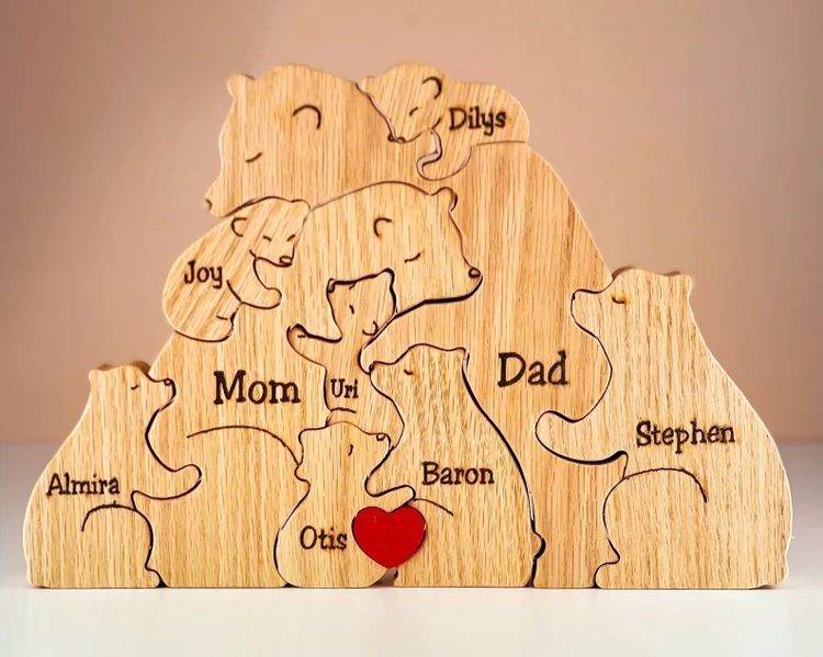 Handmade Wooden Bear Family Personalized Carving Crafts - P12 Hub Europe