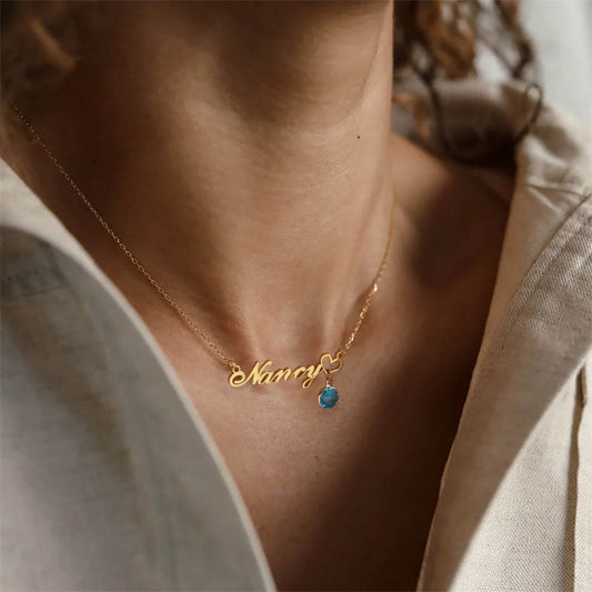 Personalised Birthstone Pendant Letter Necklace - P12 Hub Europe