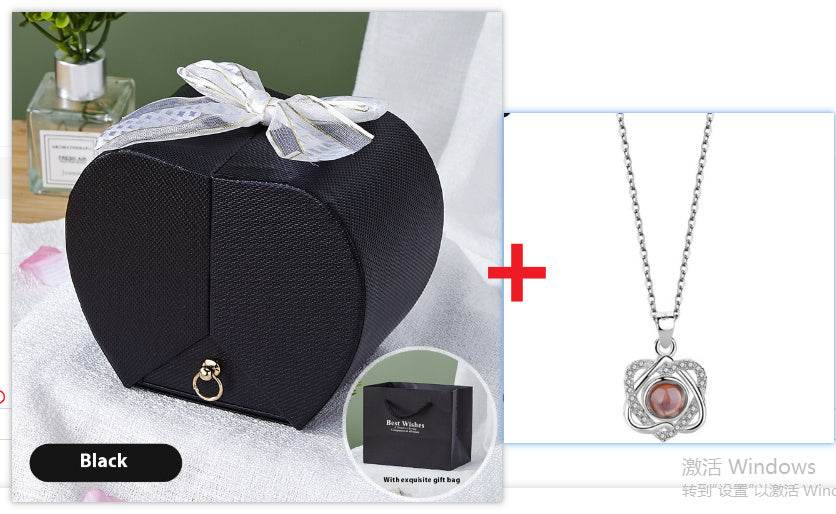 Apple Rose Jewelry Box Necklace Ring Ornament For Friends Christmas Valentine's Day - P12 Hub Europe