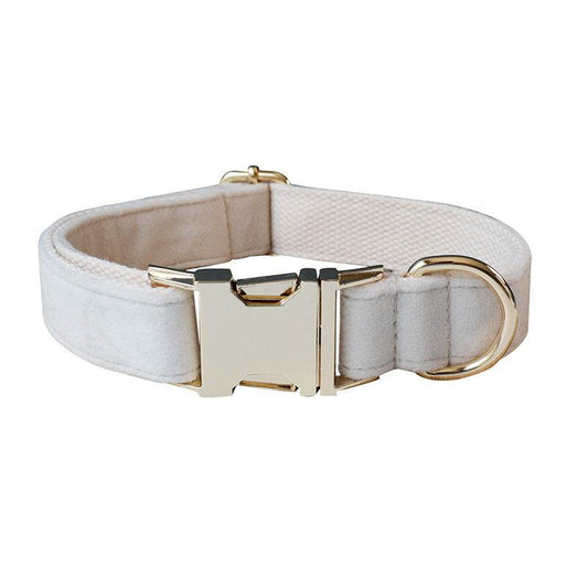 Milky White Velvet Dog Collar Alloy Buckle Pet Supplies - P12 Hub Europe