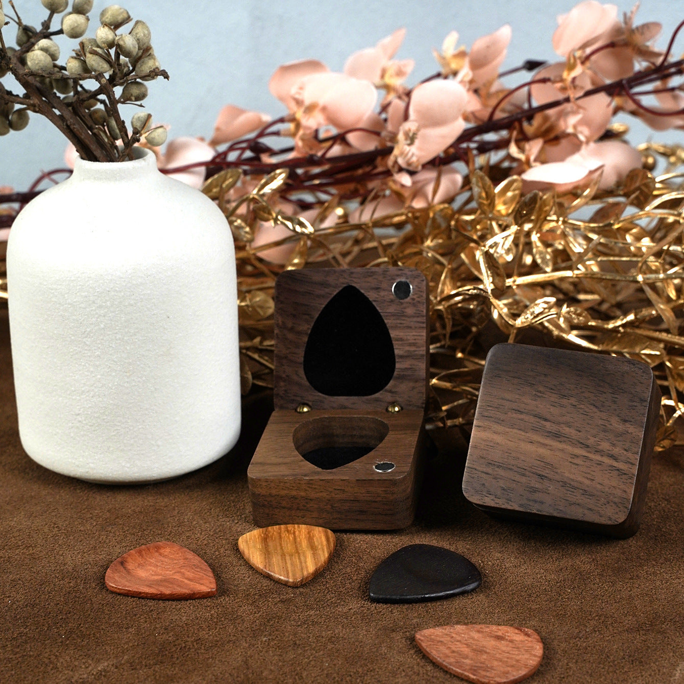 Wooden Guitar Pick Box Storage Container Guitar Accessories Guitar Pick Holder