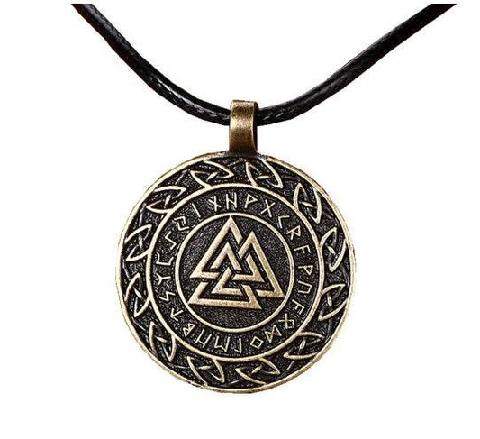 Asgard Crafted Circular Horn Valknut Symbol Pendant & Chain - P12 Hub Europe