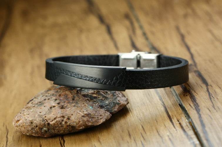 Stainless Steel Microfiber Leather Bracelet - P12 Hub Europe