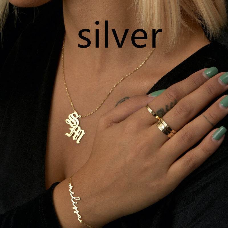 Stainless Steel Gold-plated Personalized Letter Pendant Necklace - P12 Hub Europe
