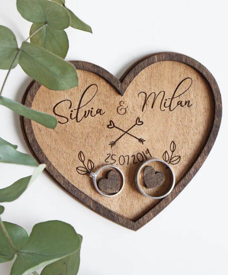 Personalized Wooden Wedding Ring Holder - P12 Hub Europe
