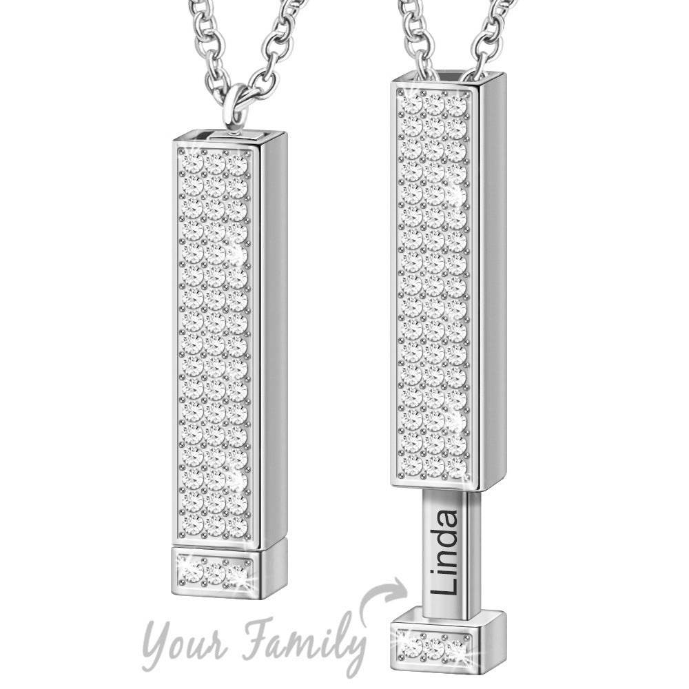 Simple Diamond Inlaid Rectangular Three-dimensional Necklace - P12 Hub Europe
