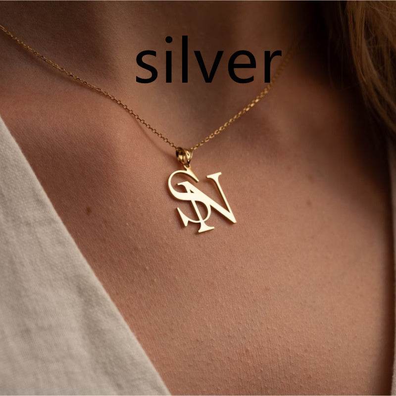 Stainless Steel Gold-plated Personalized Letter Pendant Necklace - P12 Hub Europe