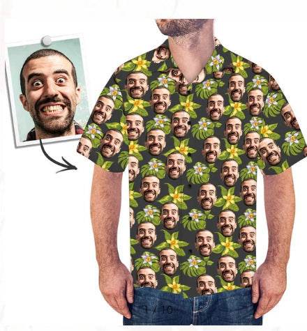 Customized Photo Printed Hawaiian Short Sleeved Casual Shirt - P12 Hub Europe