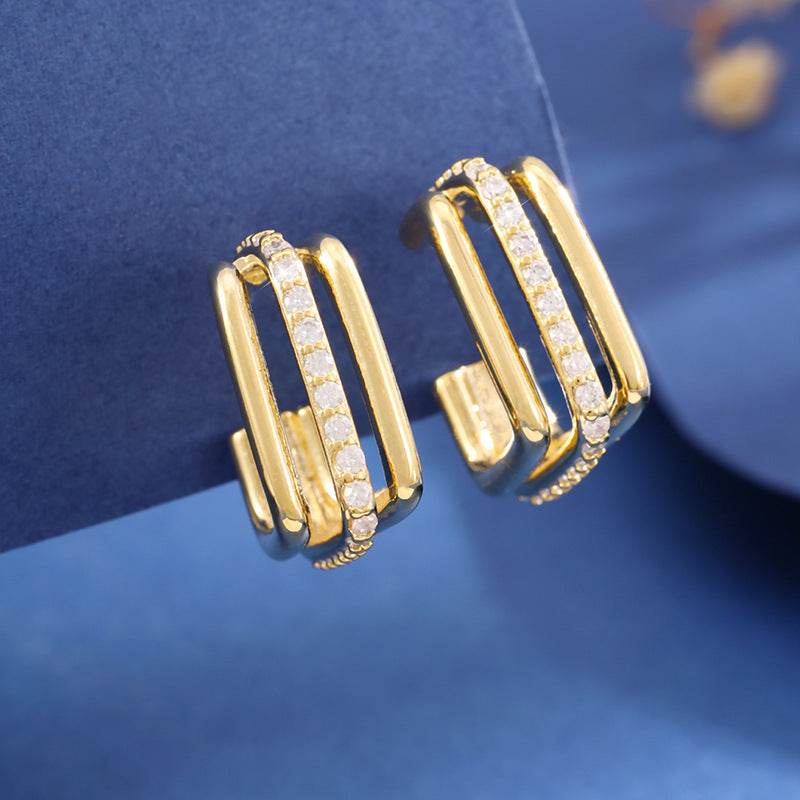 Special-interest Design Three-layer Square Stud Earrings - P12 Hub Europe