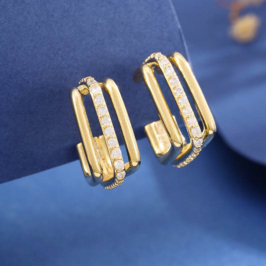 Special-interest Design Three-layer Square Stud Earrings - P12 Hub Europe