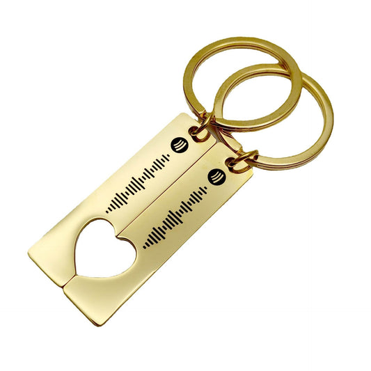 DIY Personal Personalized Music Sharing Scan Code Stainless Steel Long Couple Keychain - P12 Hub Europe