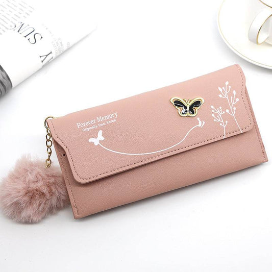 Ladies' Long Wallet With Butterfly Flowers And Simple Loose Change - P12 Hub Europe