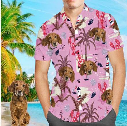 Customized Photo Printed Hawaiian Short Sleeved Casual Shirt - P12 Hub Europe