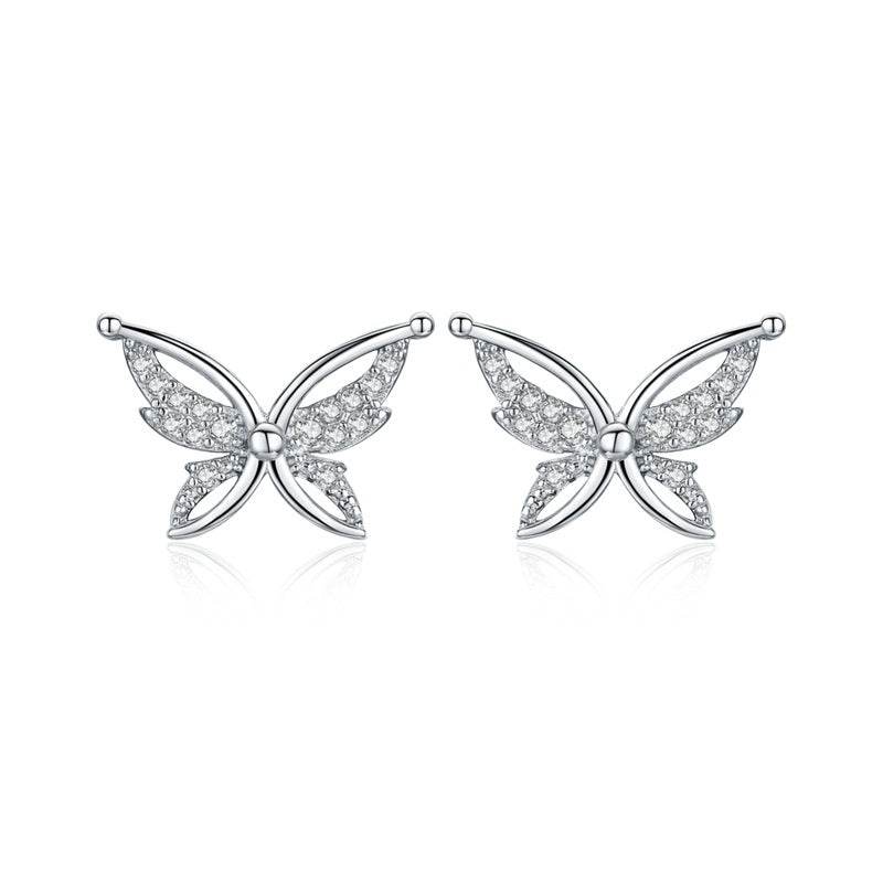 Personality All-Match Full Rhinestone Zircon Butterfly Copper-plated Stud Earrings - P12 Hub Europe