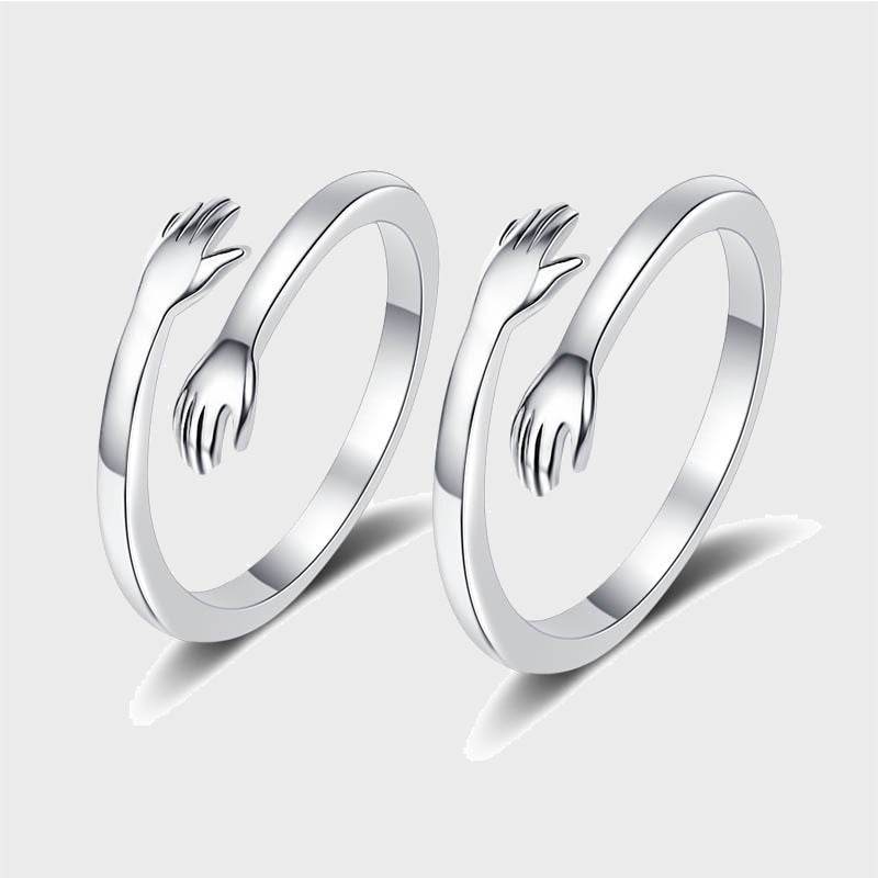 S925 Silver Hug Palm Finger Smooth Exquisite Couple Ring - P12 Hub Europe