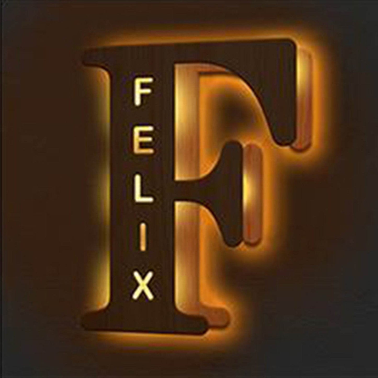 Custom Wooden Engraved USB LED Night Light 24 Letter Bedroom Home Decoration Birthday Gift for Friend Decorative Wall Lamp - P12 Hub Europe