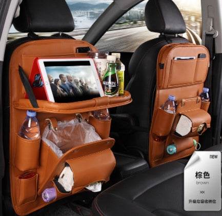 PU Leather Car Storage Bag Multifunction Seat Back Tray Hanging Bag Waterproof Car Organizer Automotive Interior Accessories - P12 Hub Europe