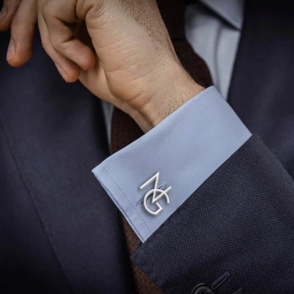 Handmade Frosted Personalized Name Abbreviation Metal Cufflinks - P12 Hub Europe