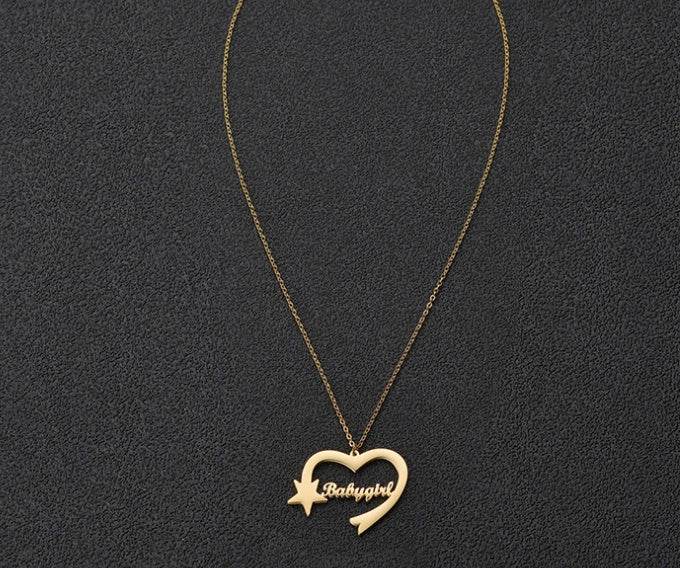 Personalized Cut Love Heart Shaped English Name Five-pointed Star - P12 Hub Europe