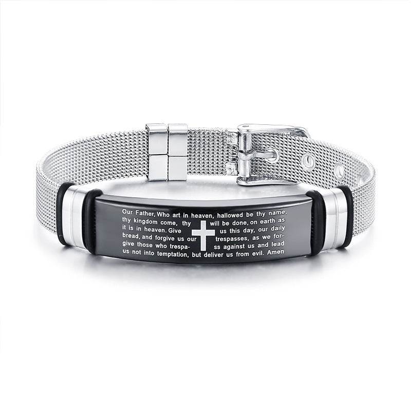 Stainless Steel Mesh Curved Plate Lettering Bracelet - P12 Hub Europe