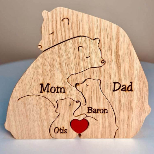 Handmade Wooden Bear Family Personalized Carving Crafts - P12 Hub Europe