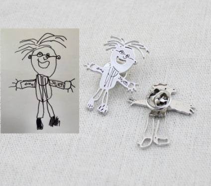 Custom Kids Drawing Painting Necklace Stainless Stee Personalized Children Artwork Pendant For Kids Mom Family Jewelry Gifts - P12 Hub Europe