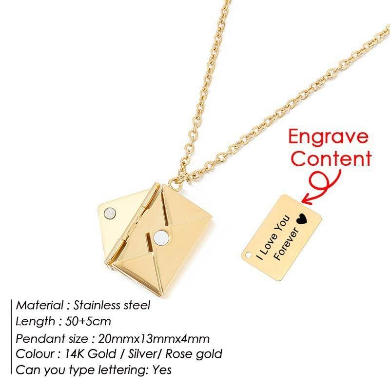 Valentine's Day Gift Envelope Engraved Necklace - P12 Hub Europe