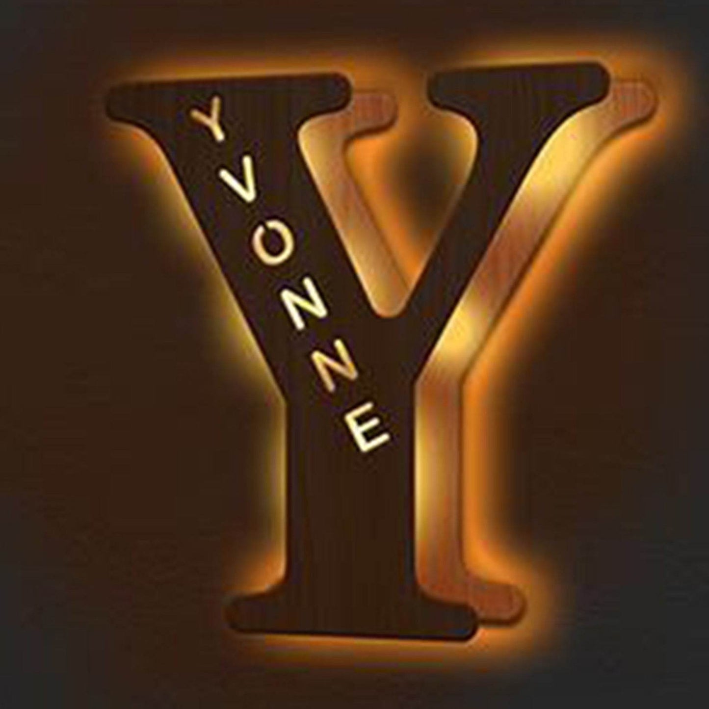 Custom Wooden Engraved USB LED Night Light 24 Letter Bedroom Home Decoration Birthday Gift for Friend Decorative Wall Lamp - P12 Hub Europe