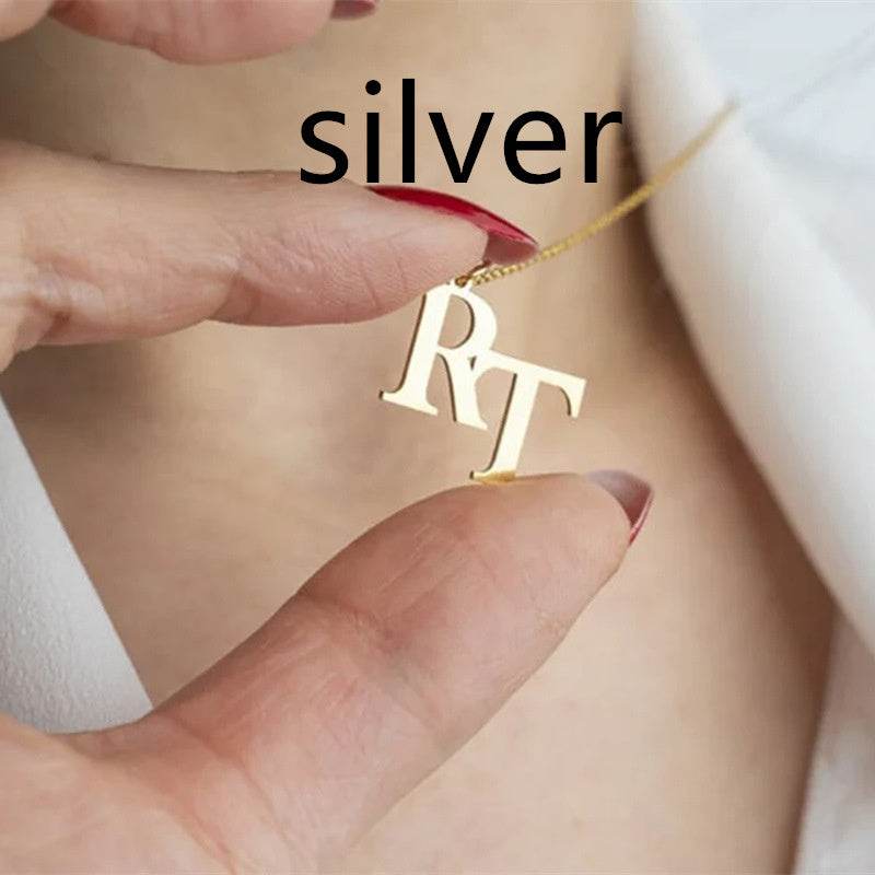 Stainless Steel Gold-plated Personalized Letter Pendant Necklace - P12 Hub Europe
