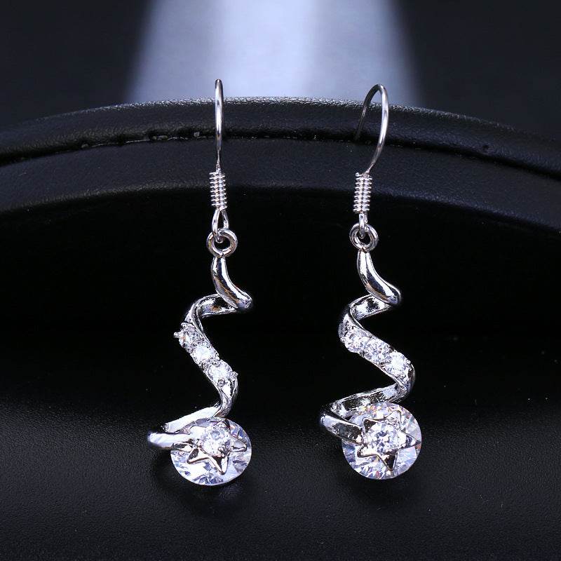 Purple Zircon Spiral Ear Hook Earrings - P12 Hub Europe