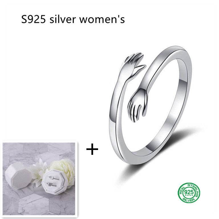 S925 Silver Hug Palm Finger Smooth Exquisite Couple Ring - P12 Hub Europe