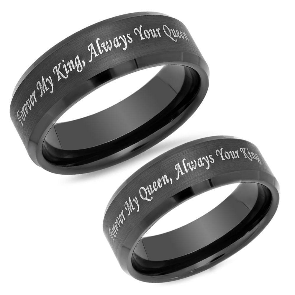 Titanium Steel Couple Ring Black Matte Facing Ring - P12 Hub Europe