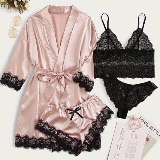 European And American Ladies Pajamas Four-piece Set - P12 Hub Europe