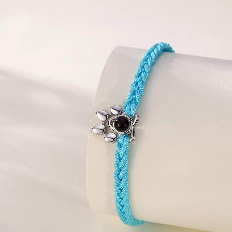 Beaded Personalized Photo Projection Bracelet Custom Photo Dog Paw Bracelet Pet Photo Necklace Cat PawPendant Commemorative Gift - P12 Hub Europe