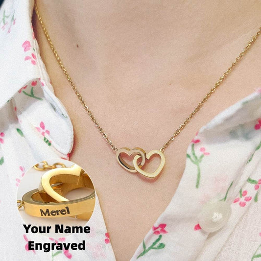 Custom Name Necklace Personalized Double Heart Forever Personalized Name Necklace With 2 Names For Women - P12 Hub Europe