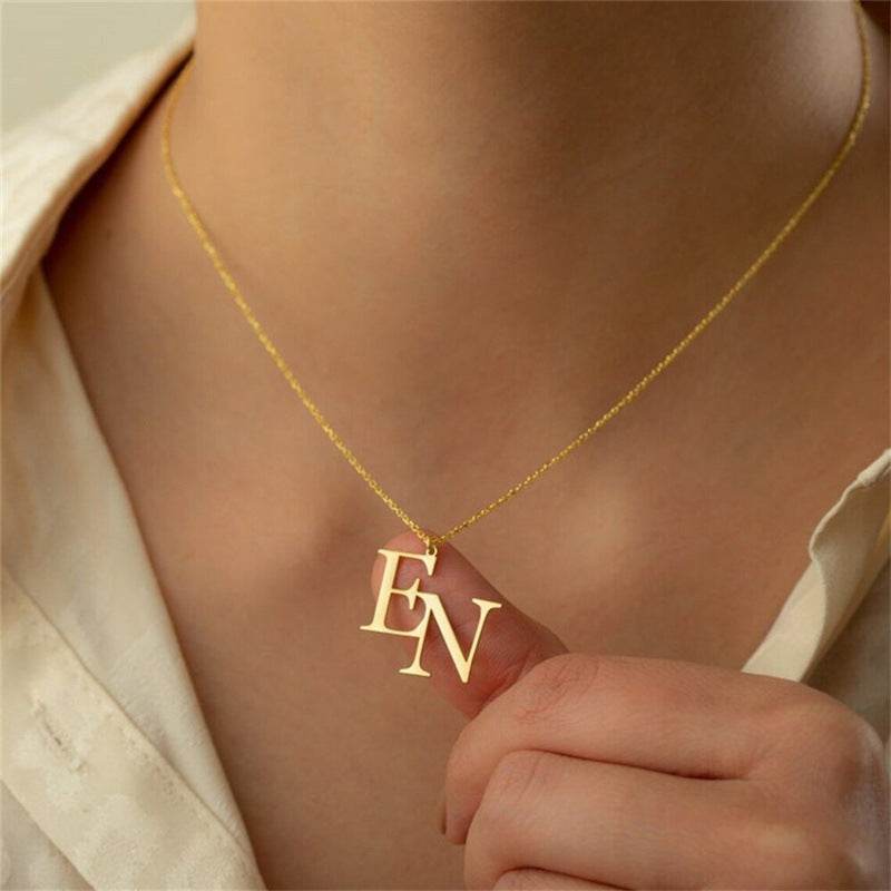 Stainless Steel Gold-plated Personalized Letter Pendant Necklace - P12 Hub Europe