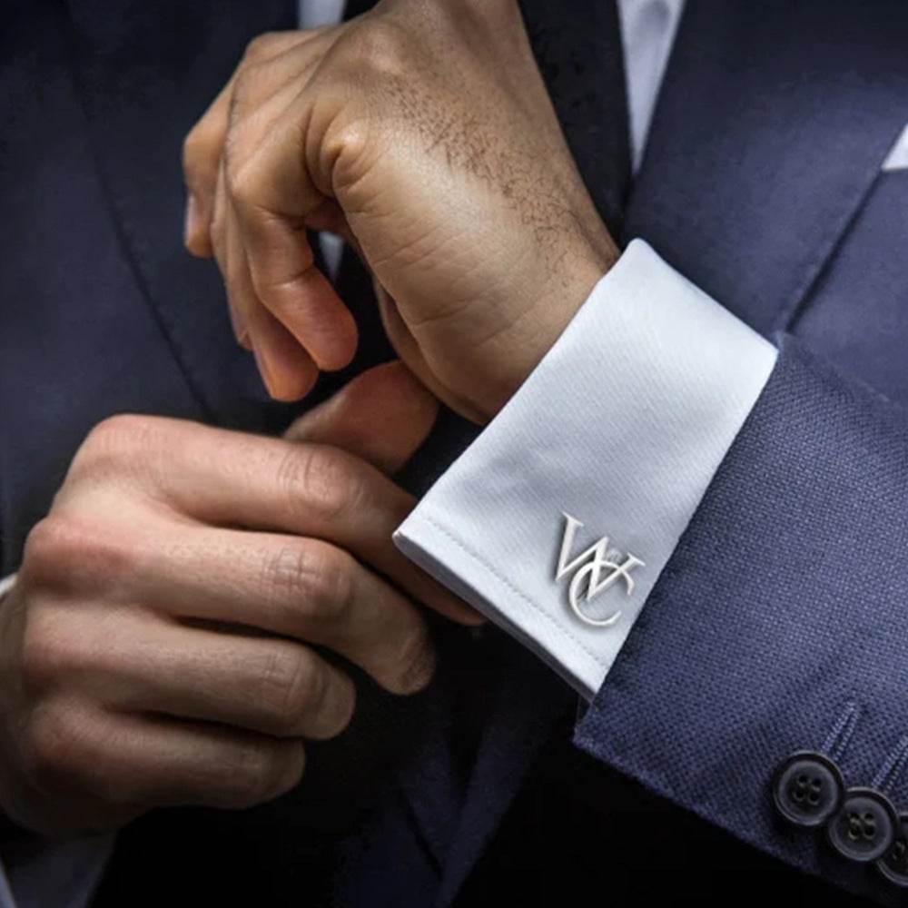 Handmade Frosted Personalized Name Abbreviation Metal Cufflinks - P12 Hub Europe